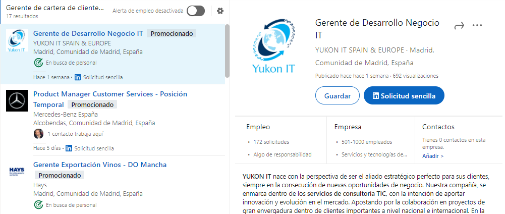 Resultado búsqueda empleo LinkedIn